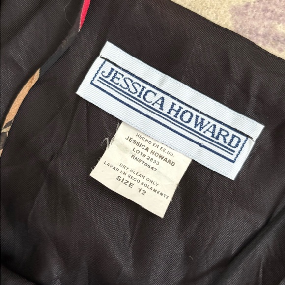 Vintage Jessica Howard Black Hi Low Cut Maxi Dress with Red Floral Design - Picture 4 of 6